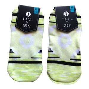 2 TAVI Sport NIP Women Thin Ultra Lite Compression Low Rise Parker Socks Citrus